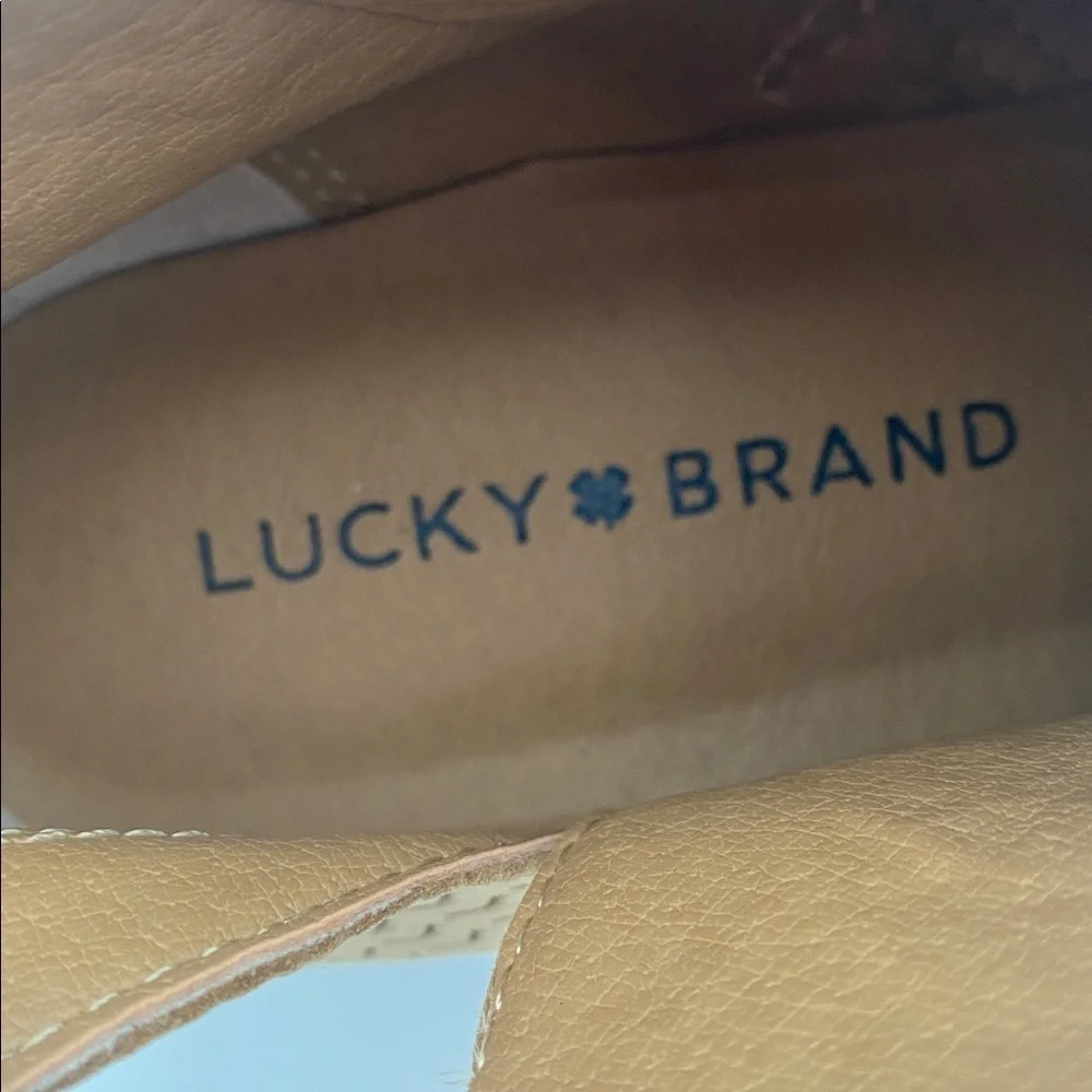 Lucky Brand Women's Tan Ankle Booties women 5.5M leather casual festival office
